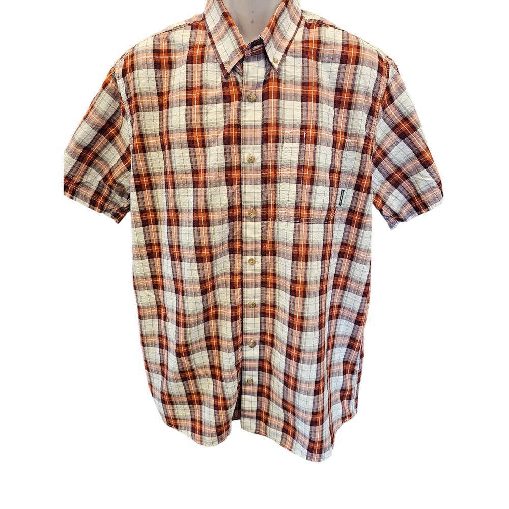 Eddie bauer TXL TALL XL swersucker nylon quick dry packable button up EUC plaid^
